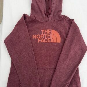The North Face Maroon Hoodie with Orange-Red Logo